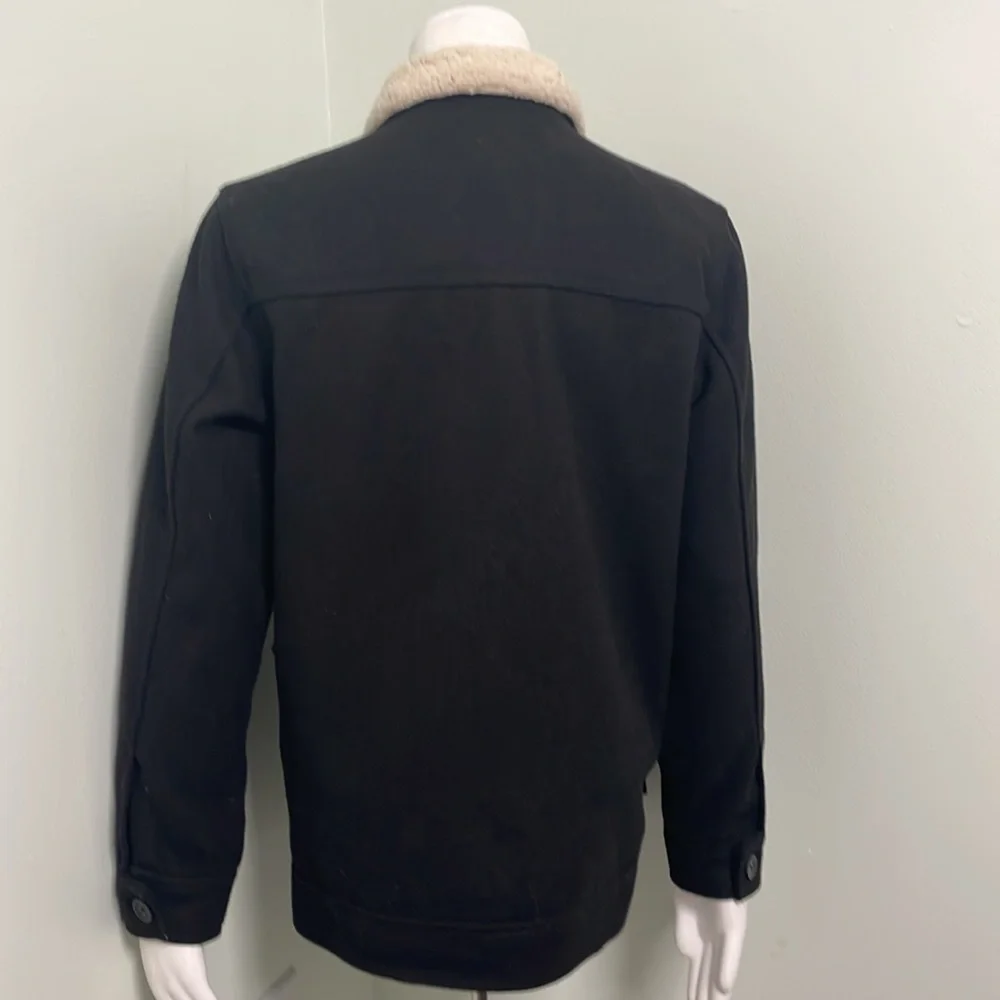 Old Navy Boys Black Wool Zip Up Lined Jacket XL